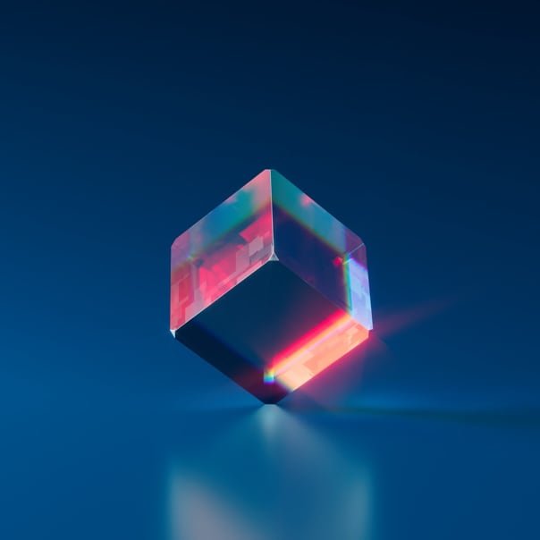 cube in blue background